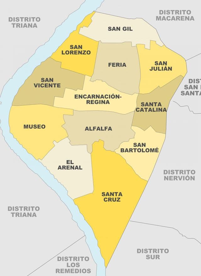 Mapa de los barrios de Sevilla