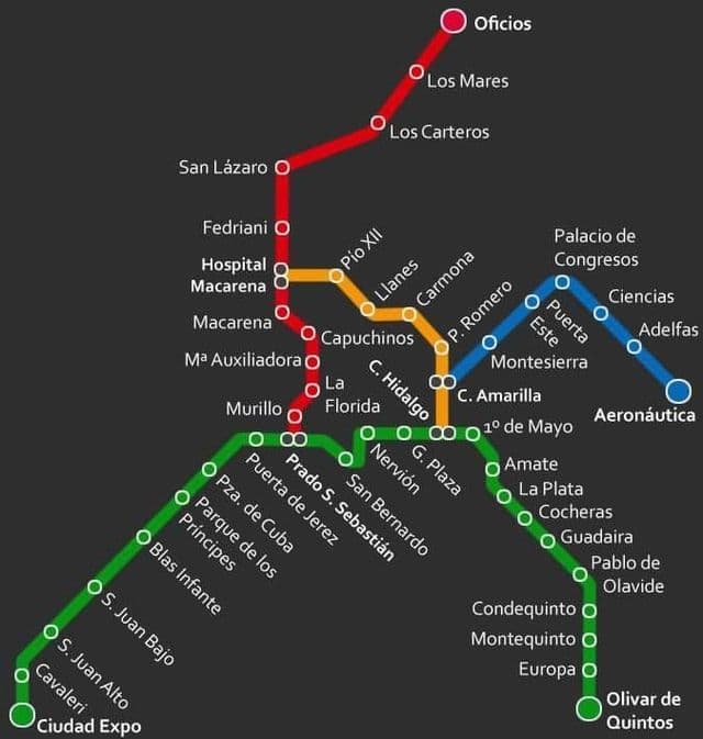 Mapa de la estación de metro de Sevilla