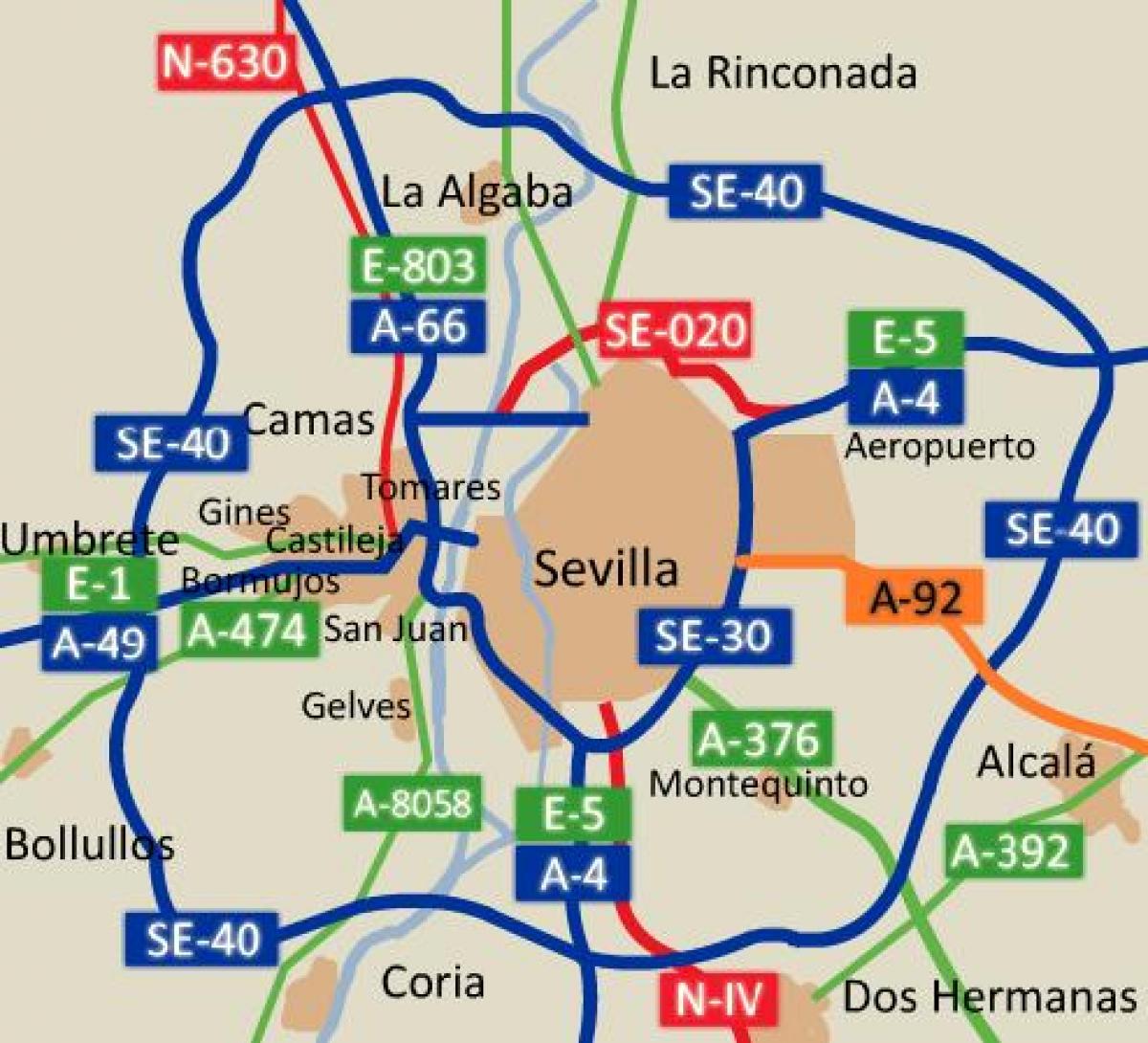 Mapa de carreteras de Sevilla