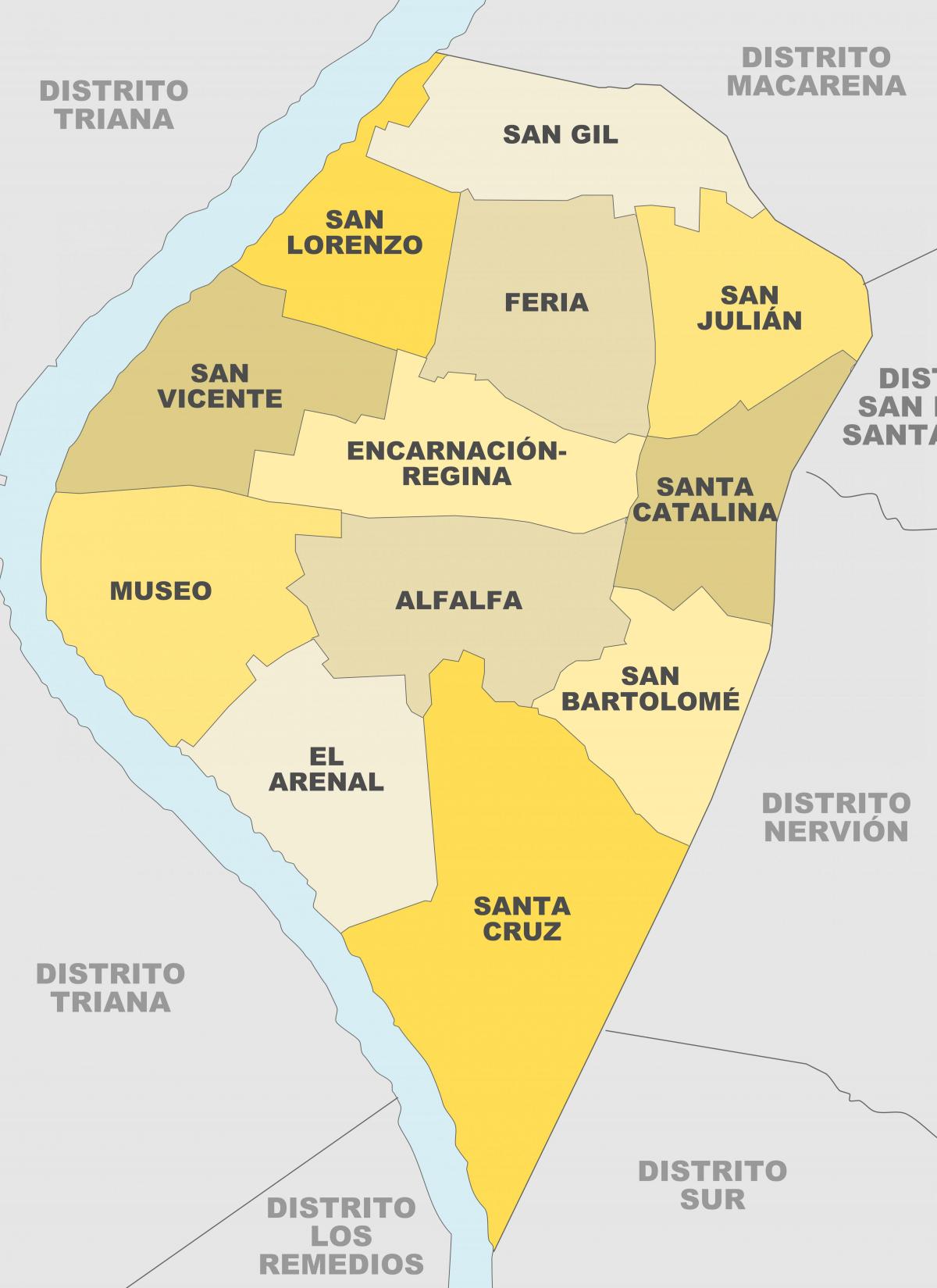 Mapa de los barrios de Sevilla