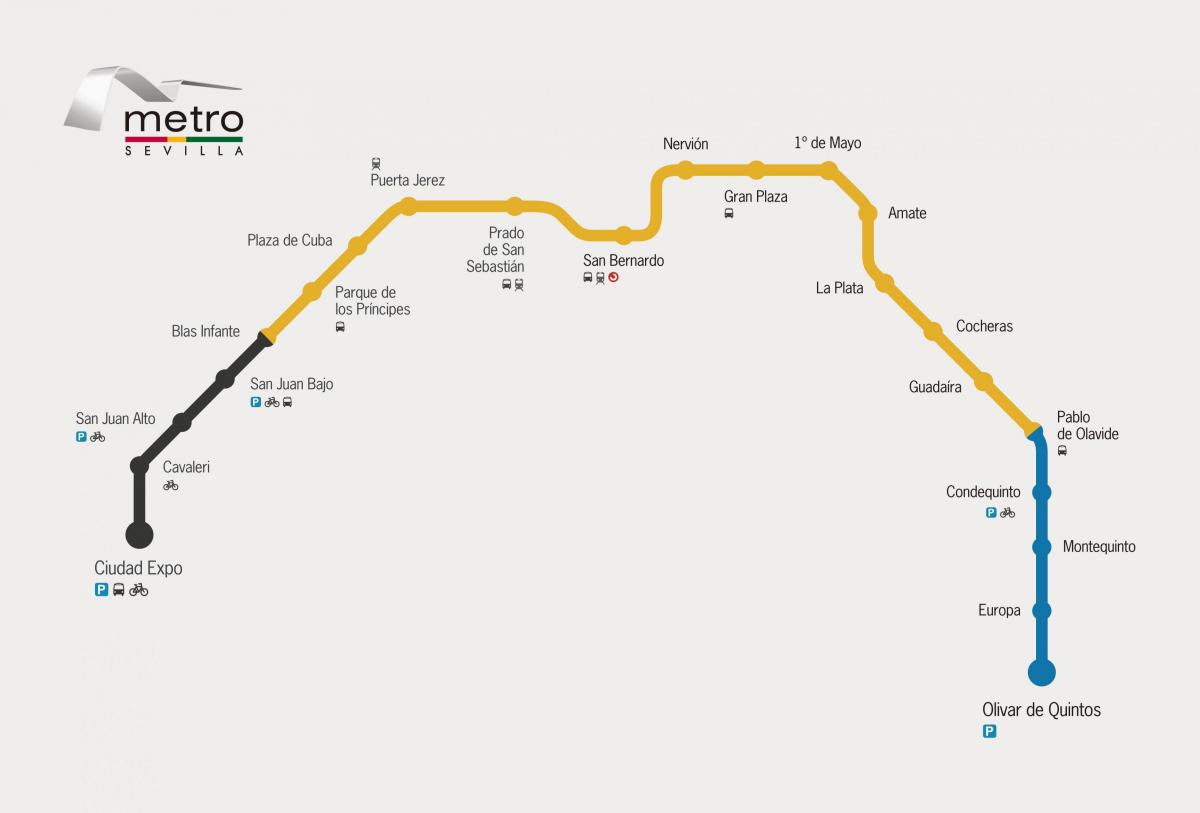 Mapa de la estación de metro de Sevilla