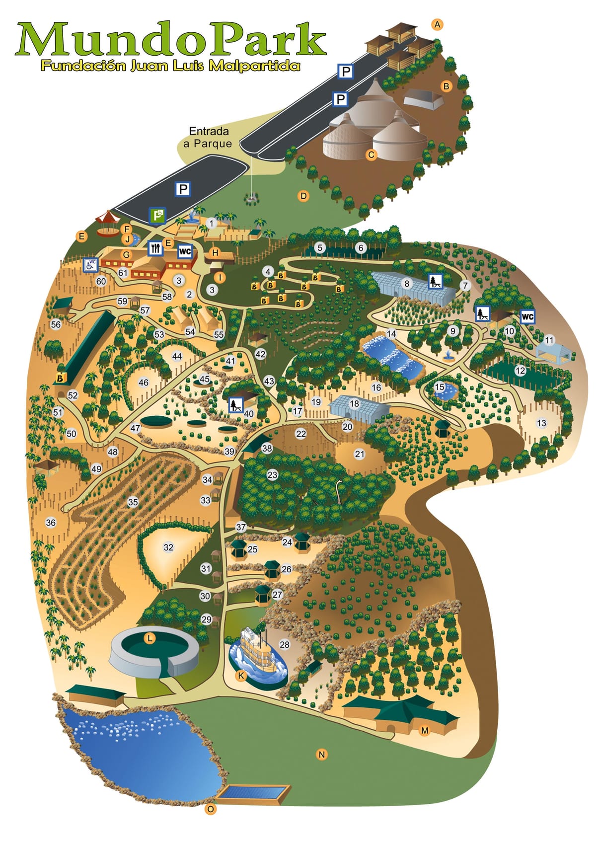 Mapa del parque zoológico de Sevilla