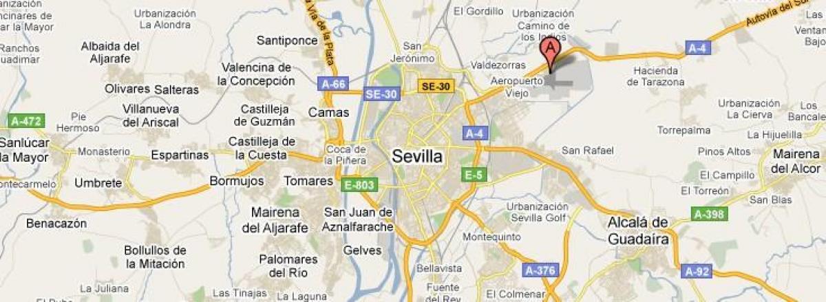 Mapa de los aeropuertos de Sevilla